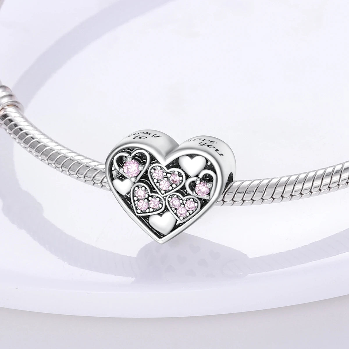925 Sterling Silver Heart Shaped Charms Beads for Pandora Bracelets