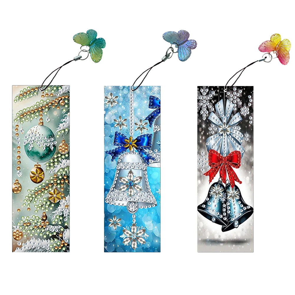 3Pcs Christmas Rose Diamond Painting Bookmark Making Kit