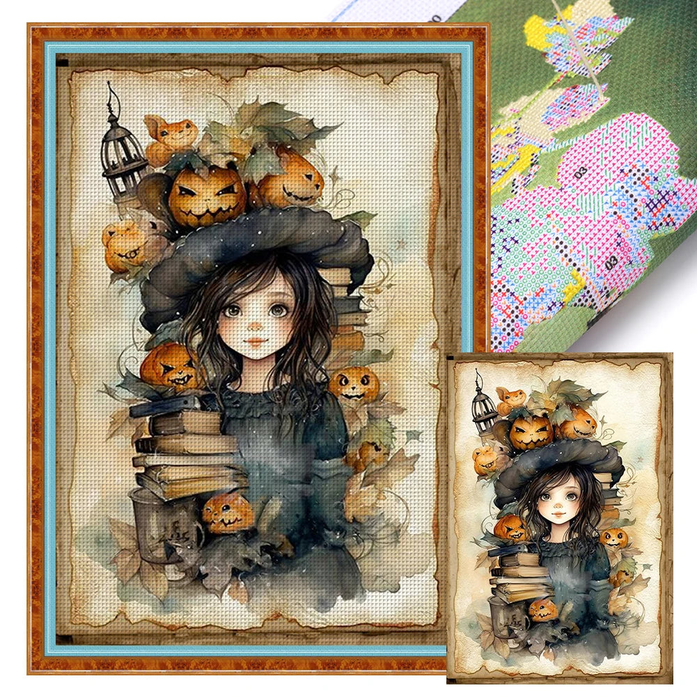 Halloween Cross Stitch Kit With Eco Cotton Threads 11CT