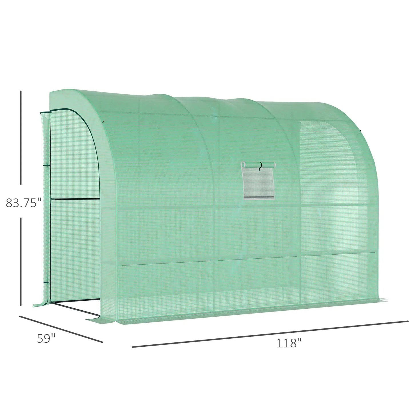 Outdoor Garden Greenhouse with Windows and Zippered Doors Green