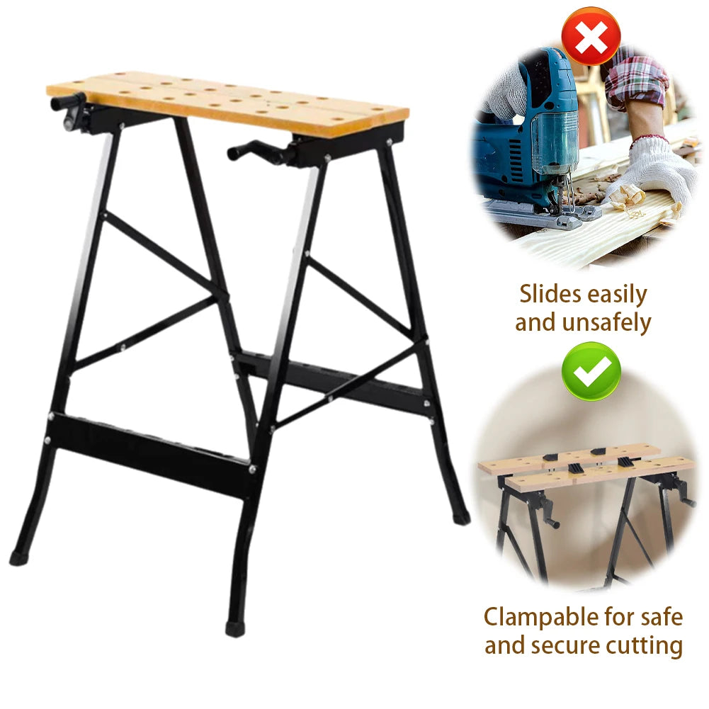 Folding Table Saw Horse Workbench Bench Dogs Protractor