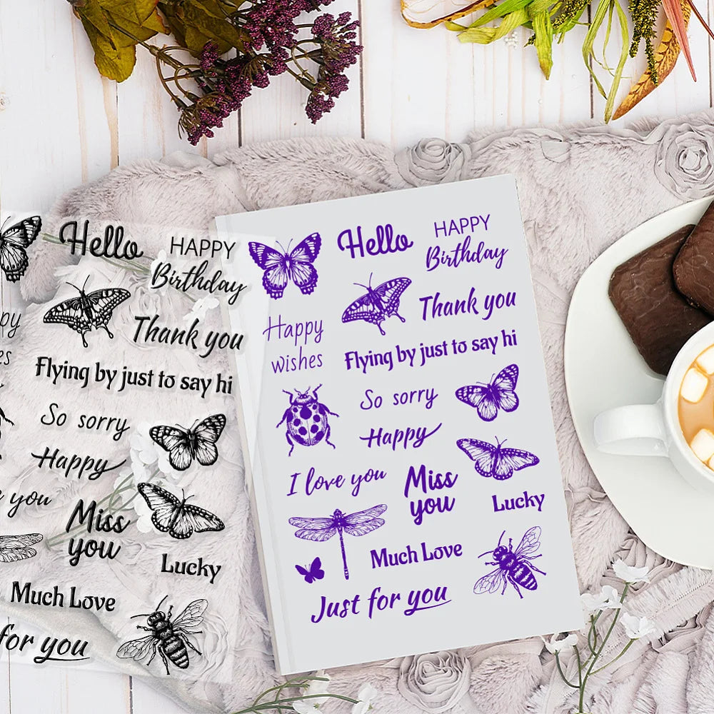 Custom Summer Theme Insect Clear Stamps for Scrapbooking