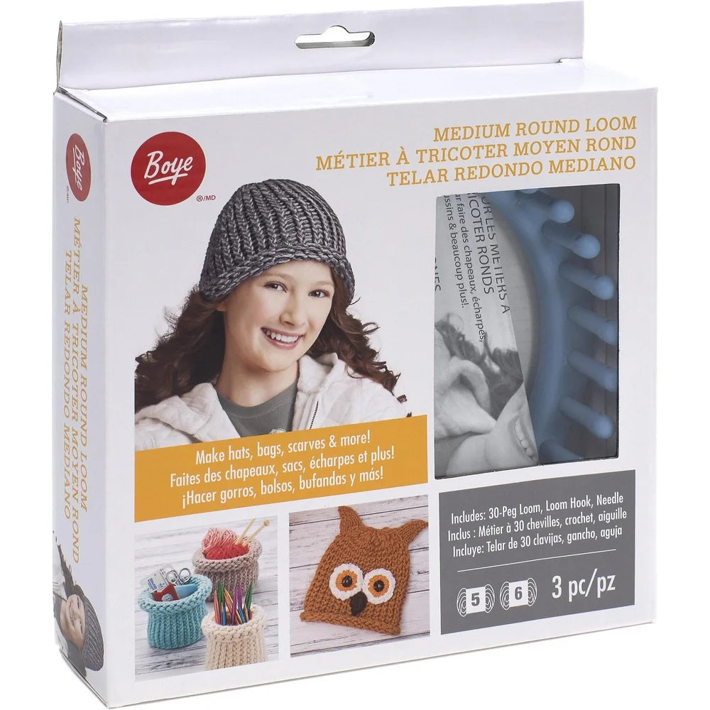 Round Loom Knitting Kit With 30 Pegs And Tools For Hats