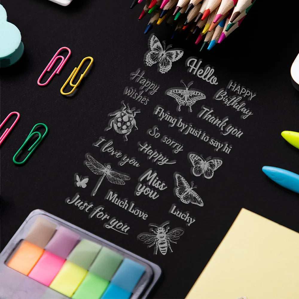 Custom Summer Theme Insect Clear Stamps for Scrapbooking