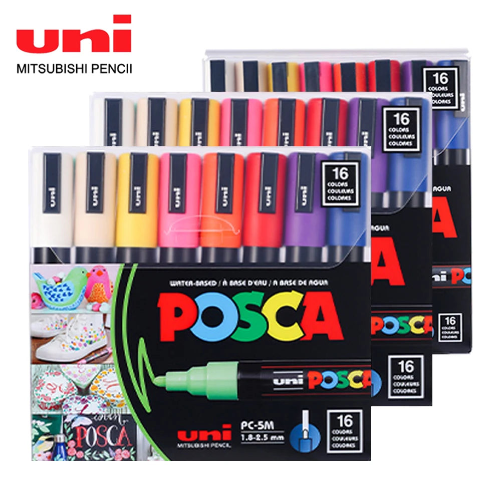16 Color Japan UNI POSCA Marking Pens Set for Art and Crafts