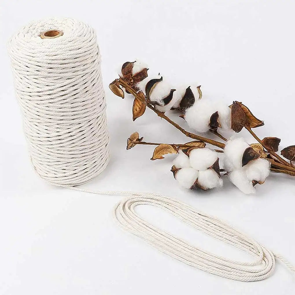 100m Cotton Rope Twisted Cord for DIY Crafts and Home Projects