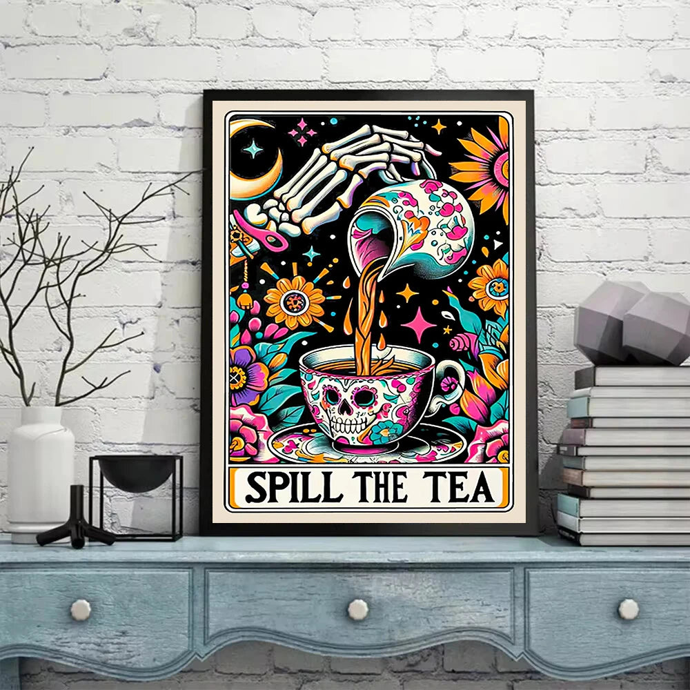 2pcs DIY Diamond Painting Tarot Card Skeleton Art Set