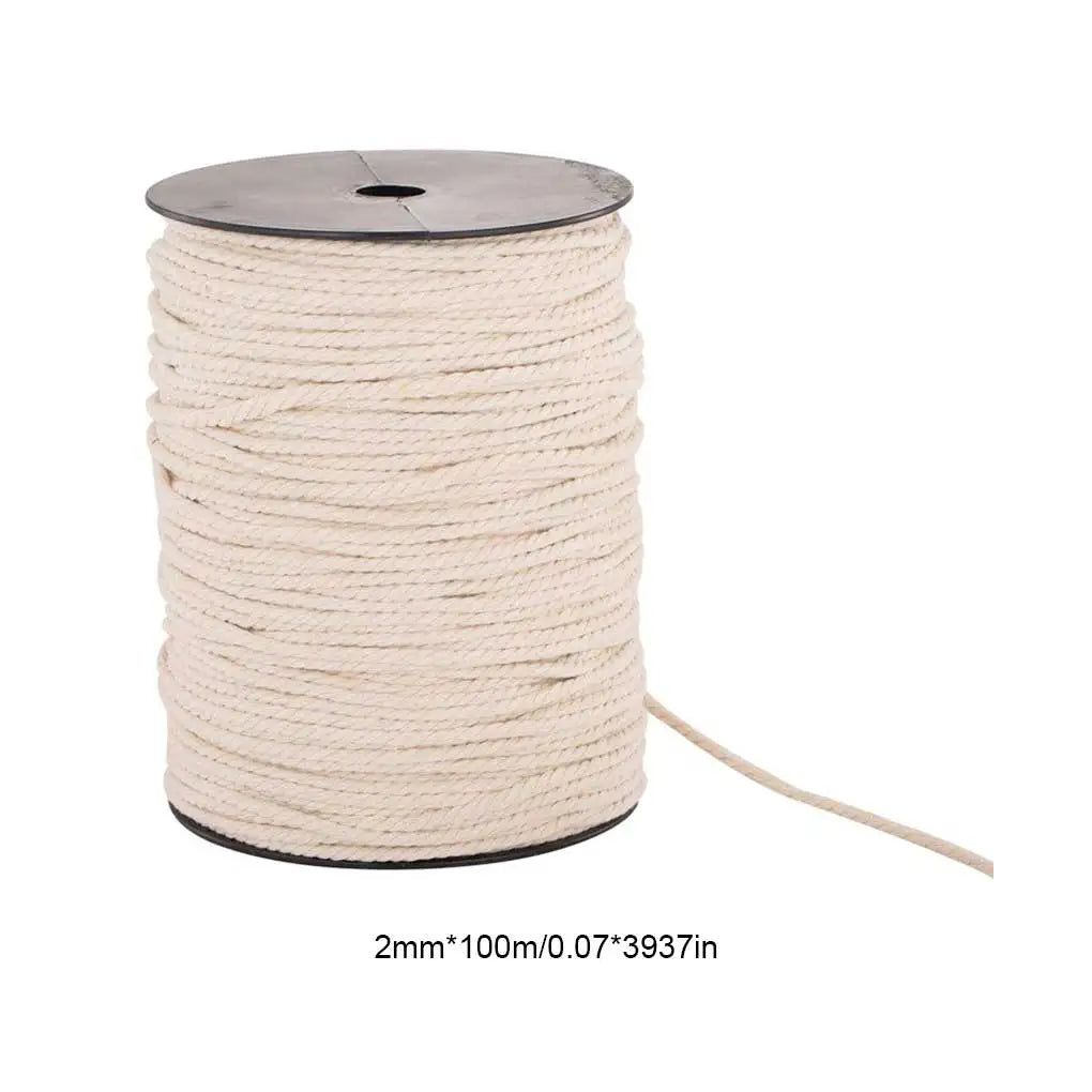 100m Cotton Rope Twisted Cord for DIY Crafts and Home Projects