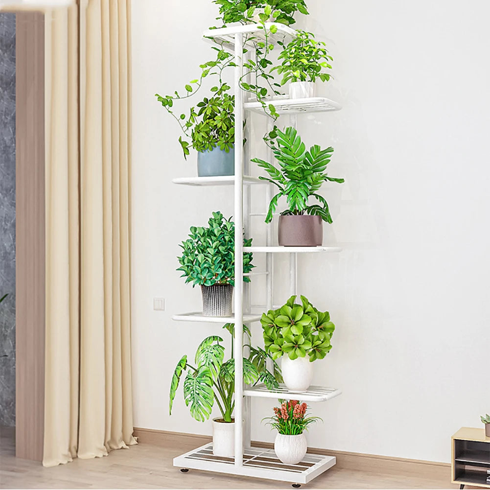 Metal 7 Tier Plant Stand 8 Pot Holder for Indoor and Outdoor Use