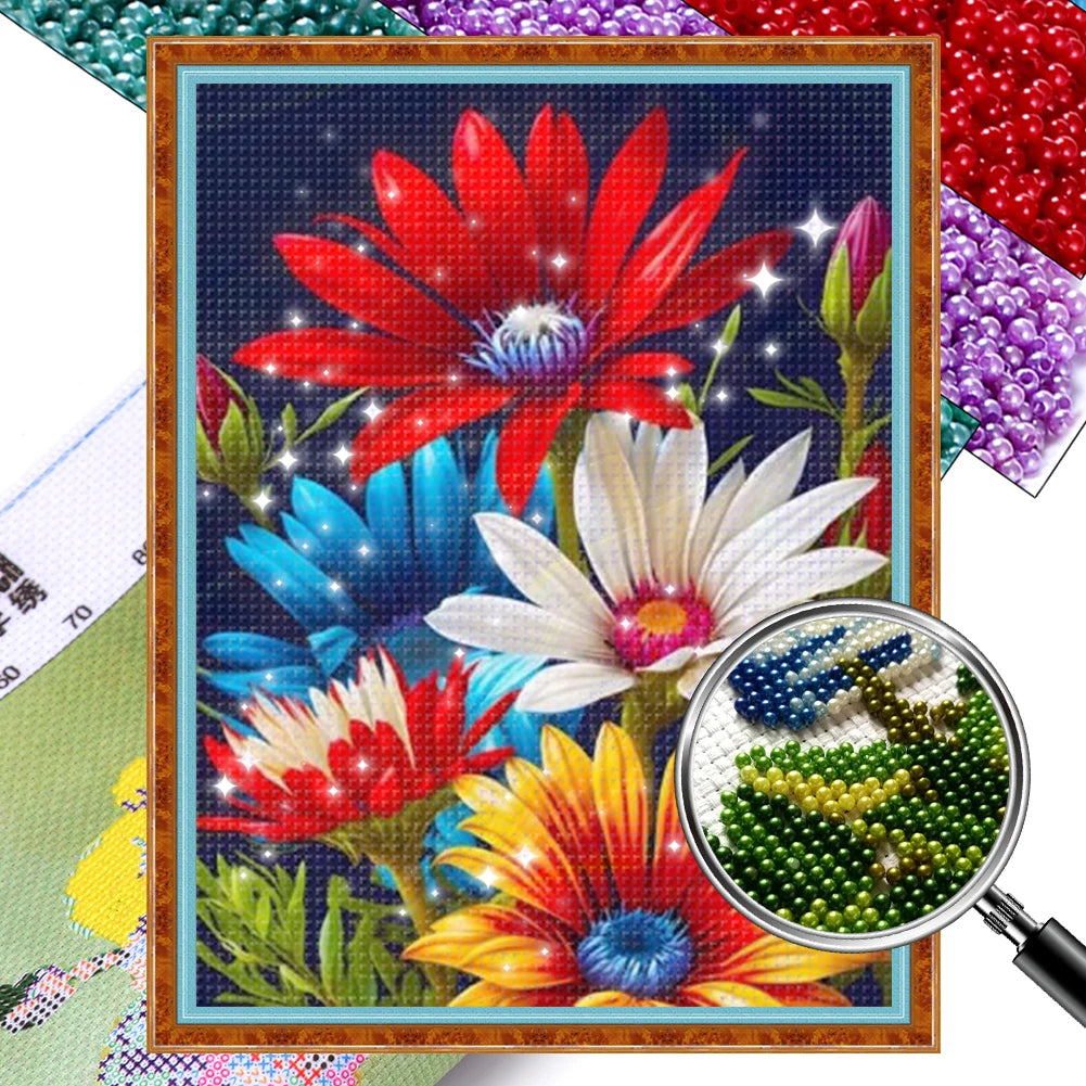 Full Embroidery Beads Printed Flower Cross Stitch Kit