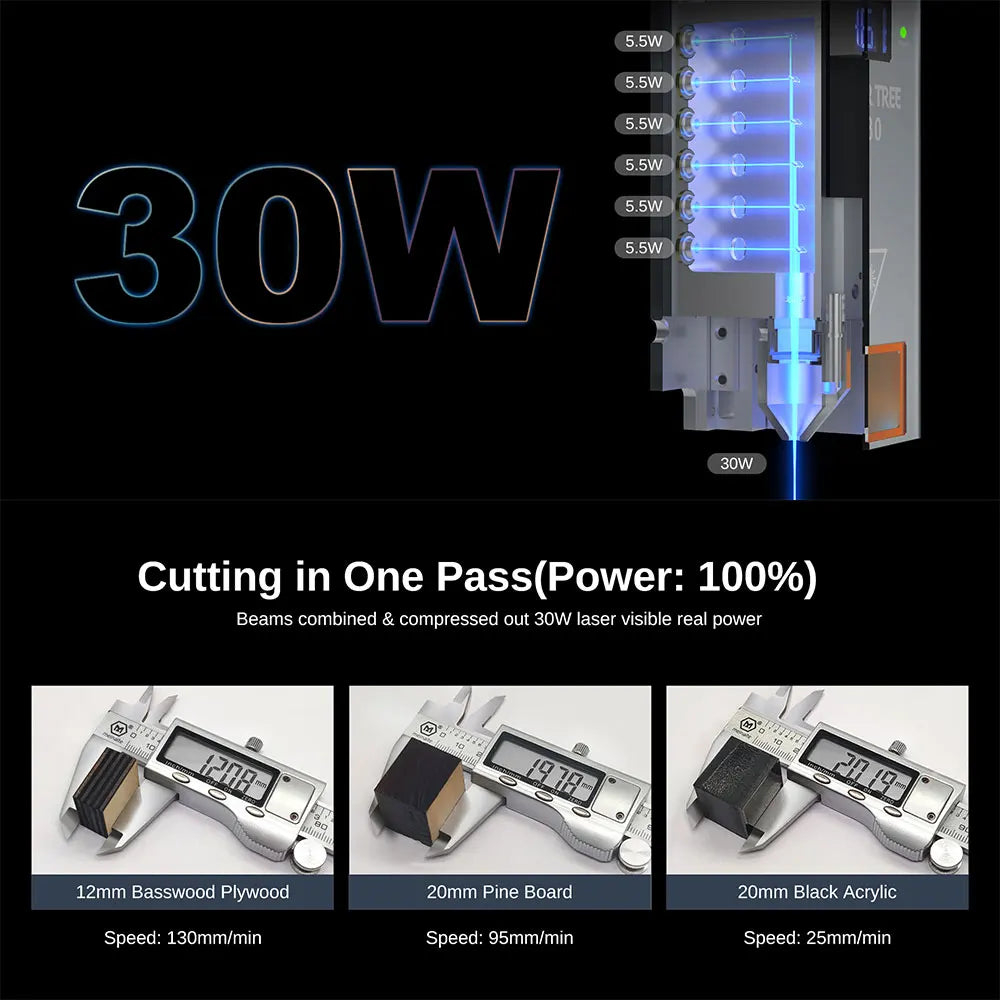 Laser Tree K1 Pro 30W 40W Engraver Cutter MDF 400x400mm