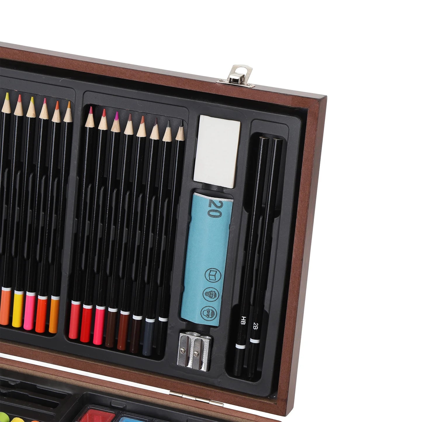 Wooden Art Set 142 Pieces with Colored Pencils Oil Pastels Crayons