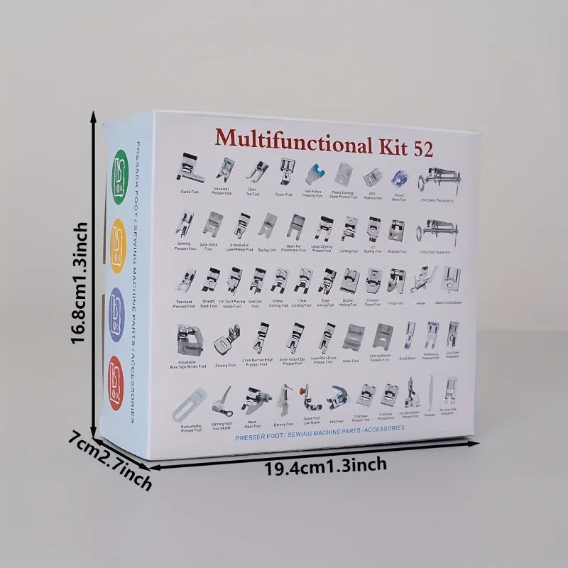 52Pcs Sewing Machine Presser Foot Set With Manual And Case