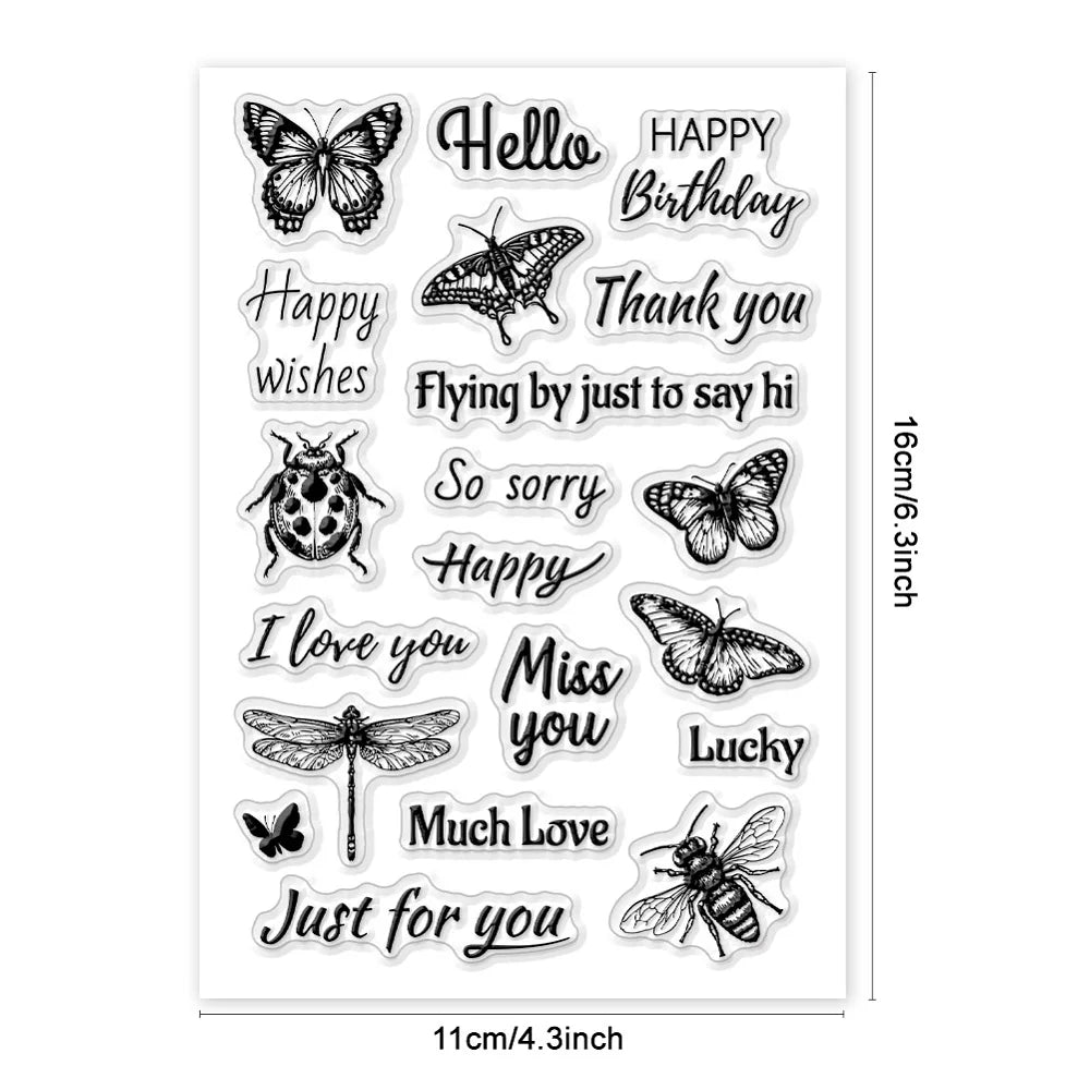 Custom Summer Theme Insect Clear Stamps for Scrapbooking