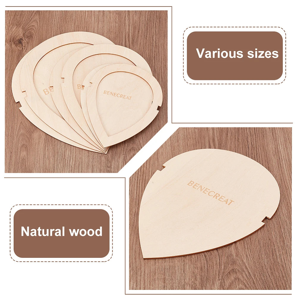 Blanched Almond Wood Leaf Macrame Cutting Molds Set 3 Size