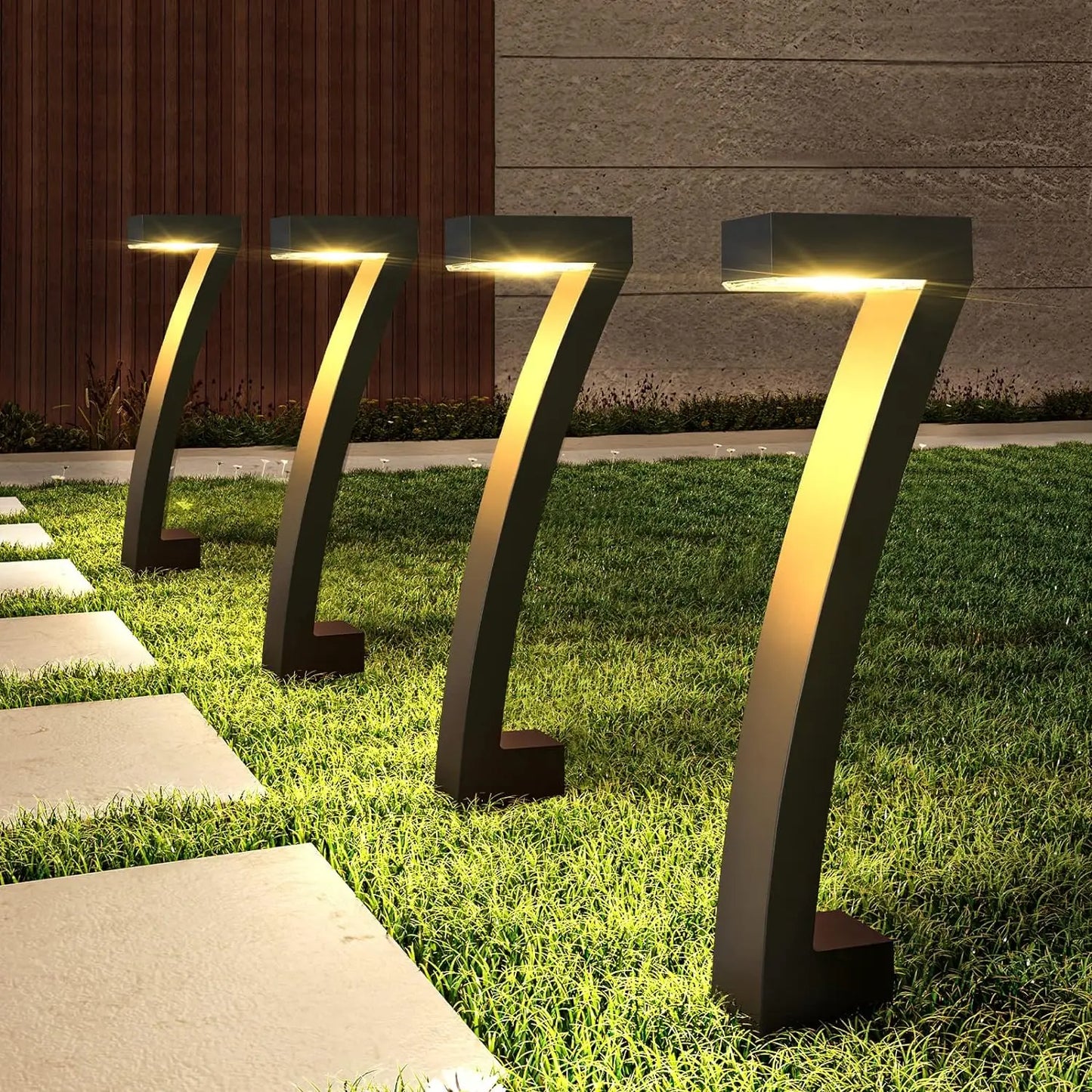 6 Pack Bright Solar Outdoor Pathway Lights with Auto On Off
