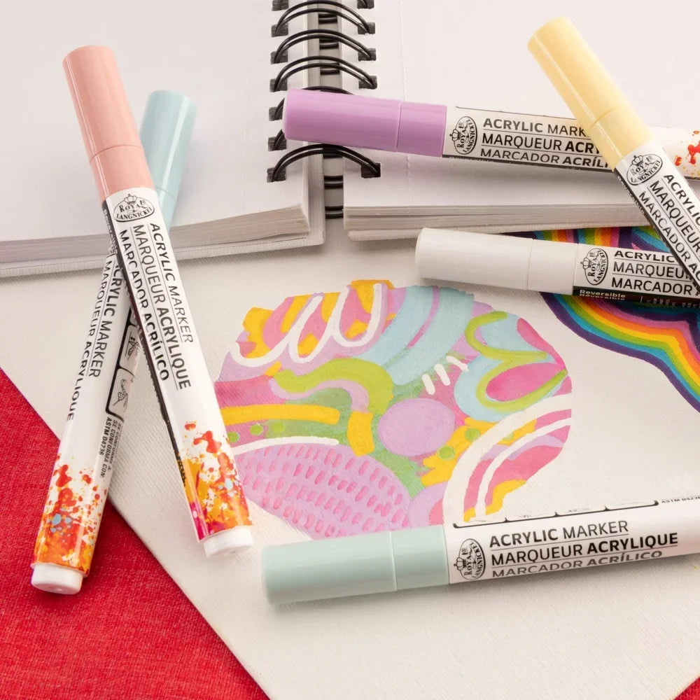 6 Piece Reversible Acrylic Art Markers for Crafts and DIY