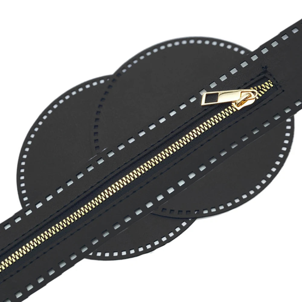 3Pcs Round Bottom PU Leather Bag Base For Knitted Bags Holes