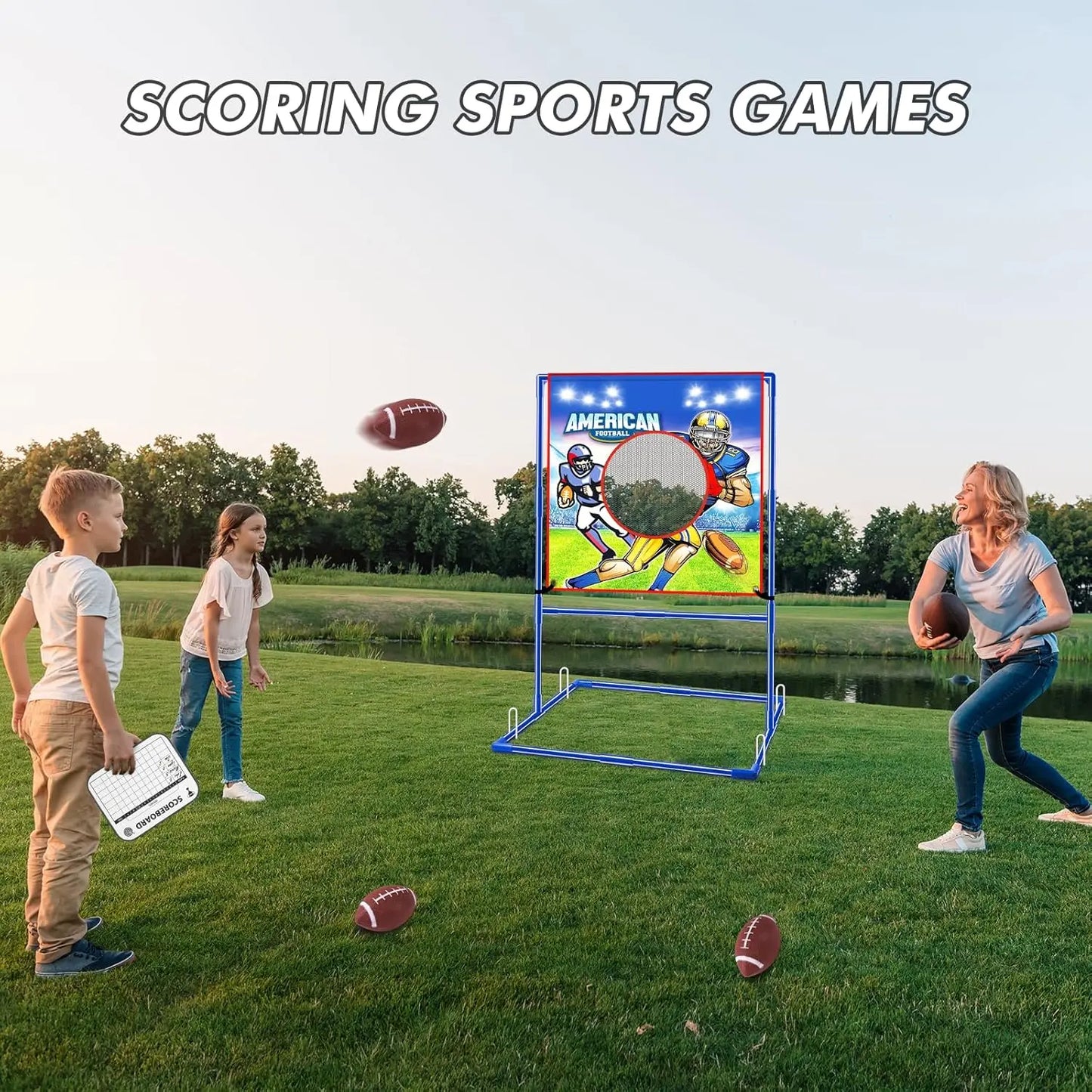 VATOS Football Toss Target Game With 4 Inflatable Balls