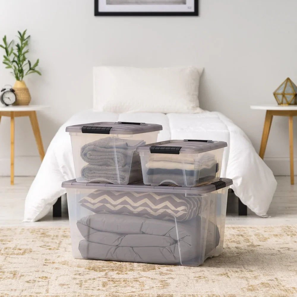Stackable 5.8 Qt Clear Plastic Storage Bins with Lids