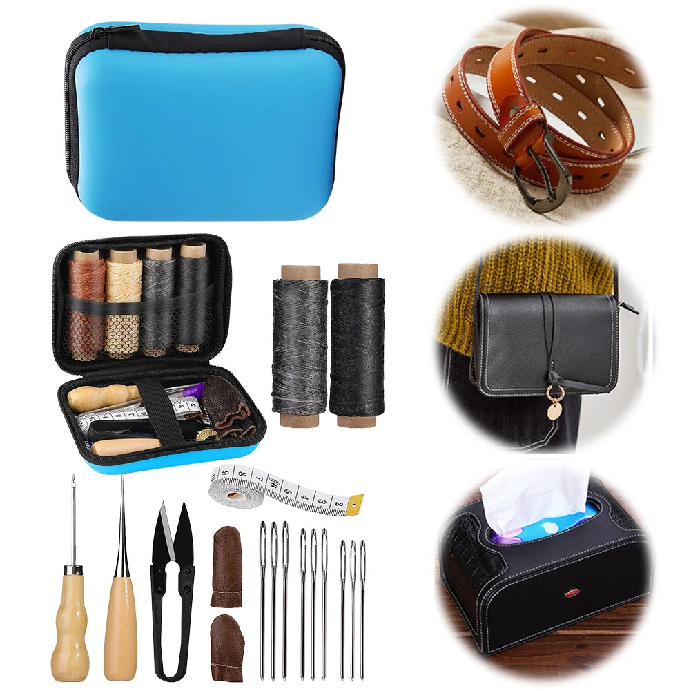 DIY Leather Craft Tools Set with Waxed Thread and Needles