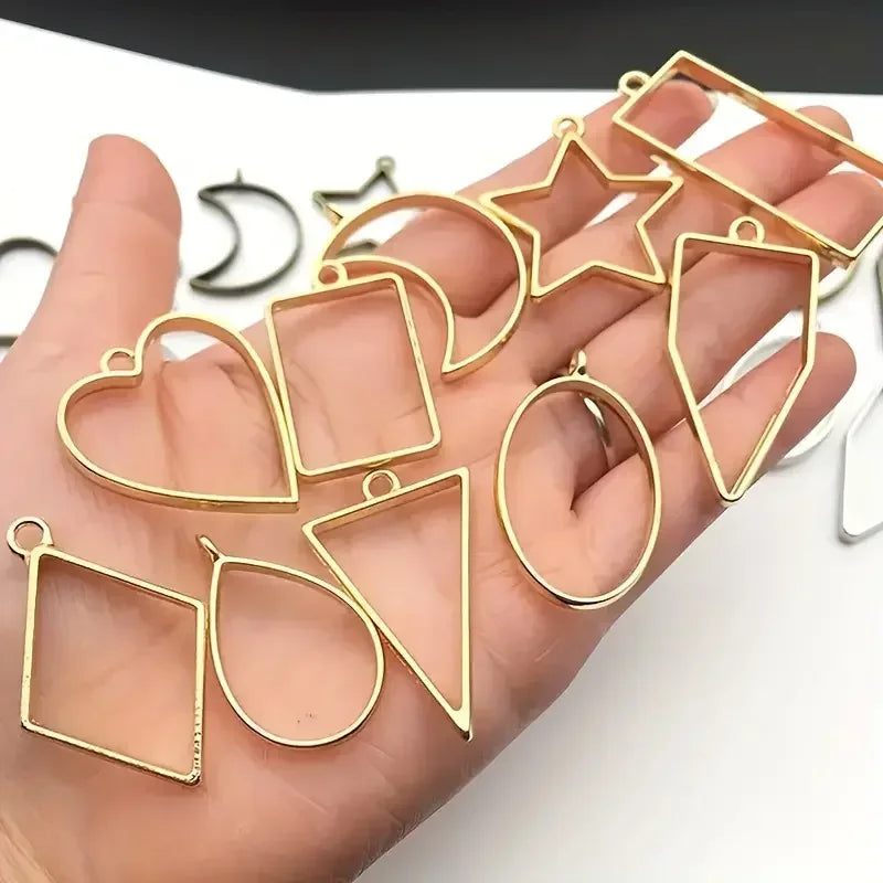 30pcs Metal Geometric Frame Pendants for DIY Jewelry Making