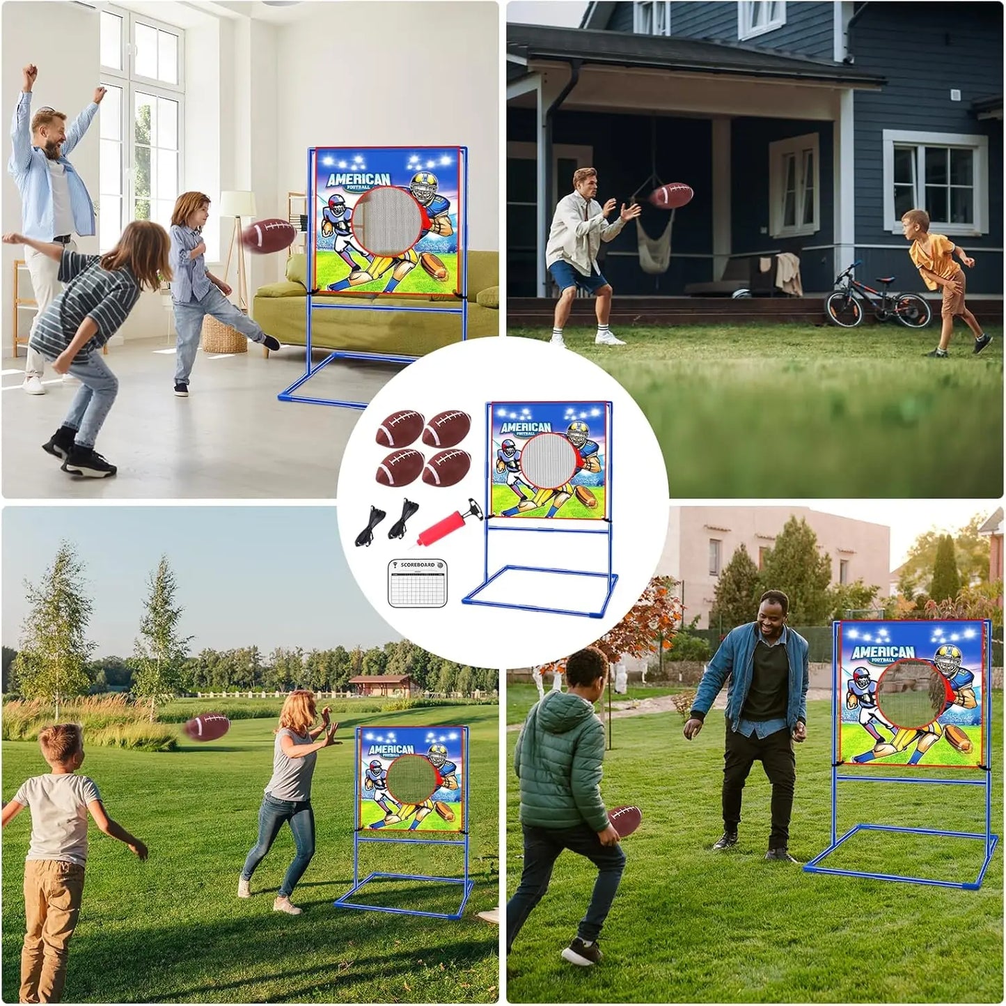 VATOS Football Toss Target Game With 4 Inflatable Balls