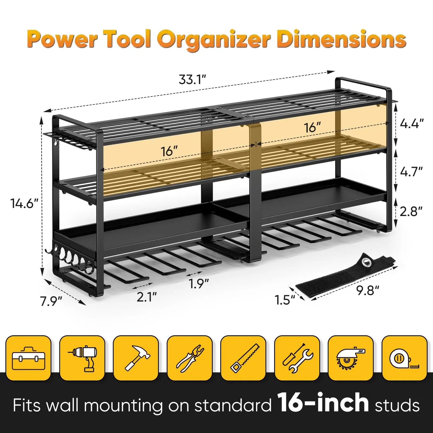 Power Tool Organizer Wall Mount Heavy Duty 4 Layer Rack