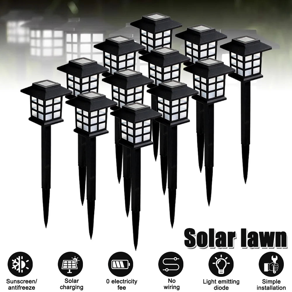 12pcs LED Solar Pathway Lights Outdoor Waterproof Garden Decor