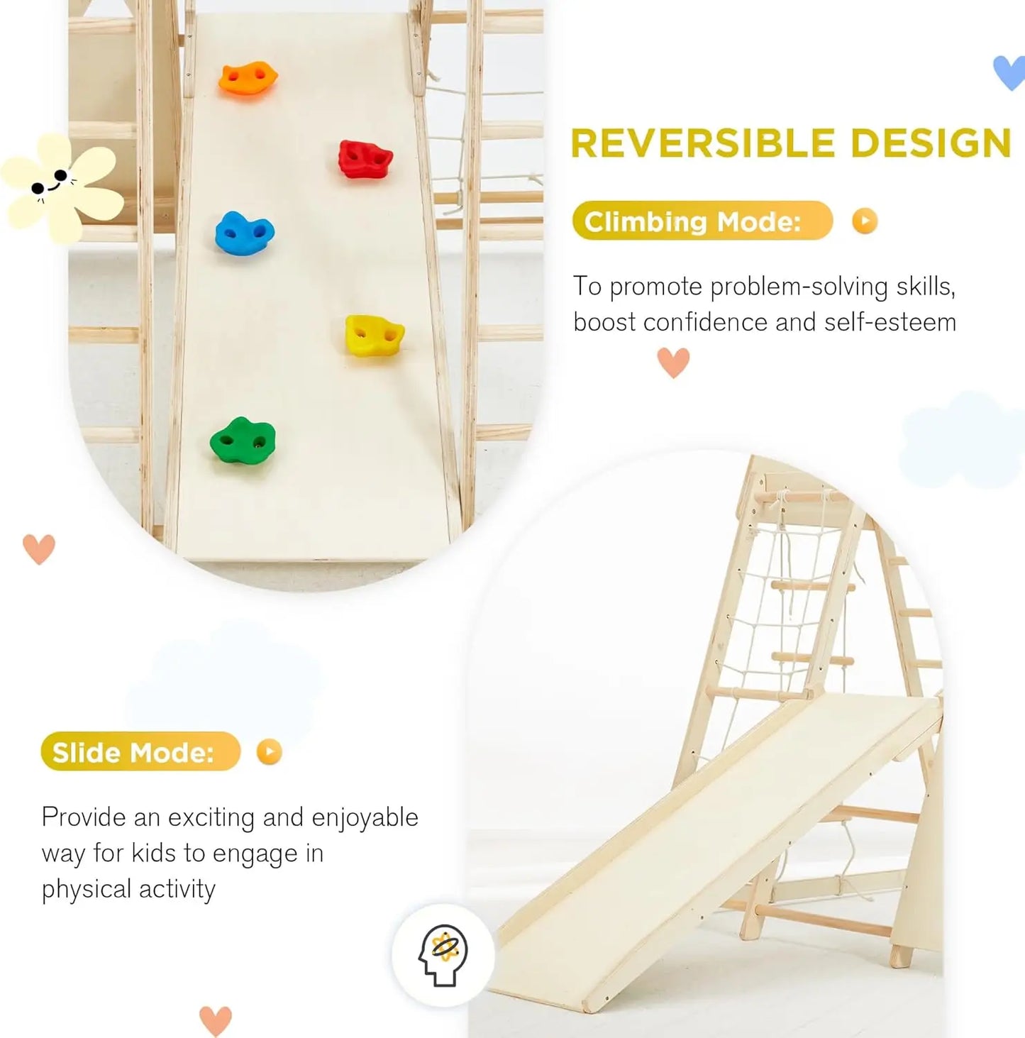 9 in 1 Indoor Jungle Gym for Kids Climbing Wall and Slide