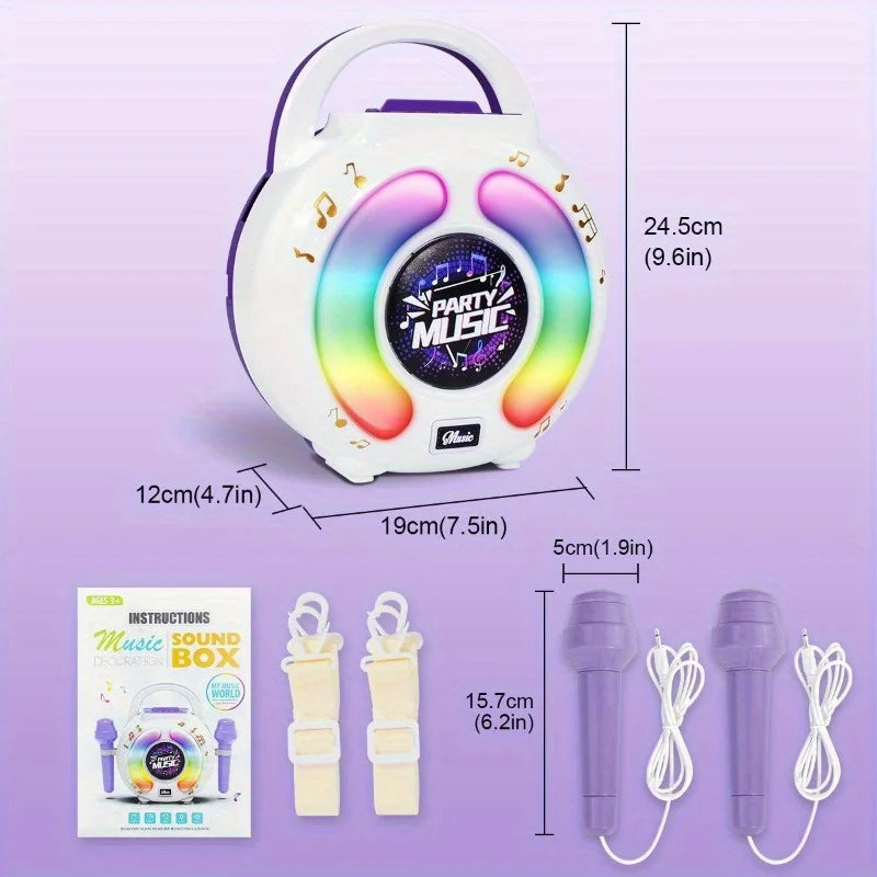 Kids Portable Karaoke Machine With 2 Mics Light Recording