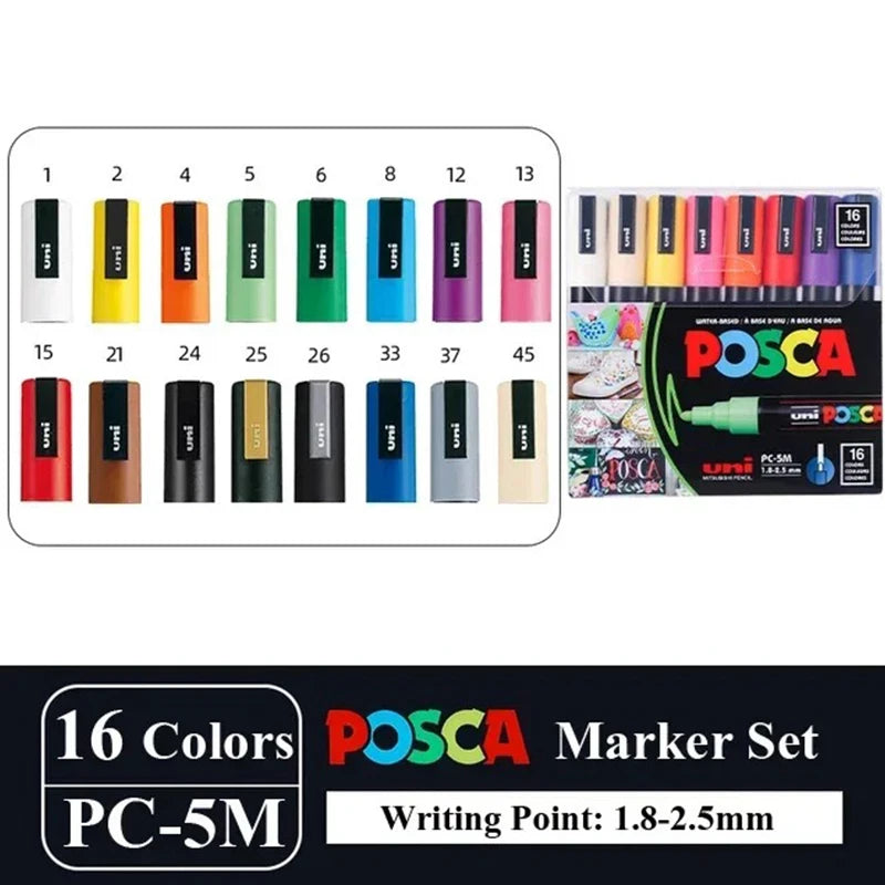 16 Color Japan UNI POSCA Marking Pens Set for Art and Crafts