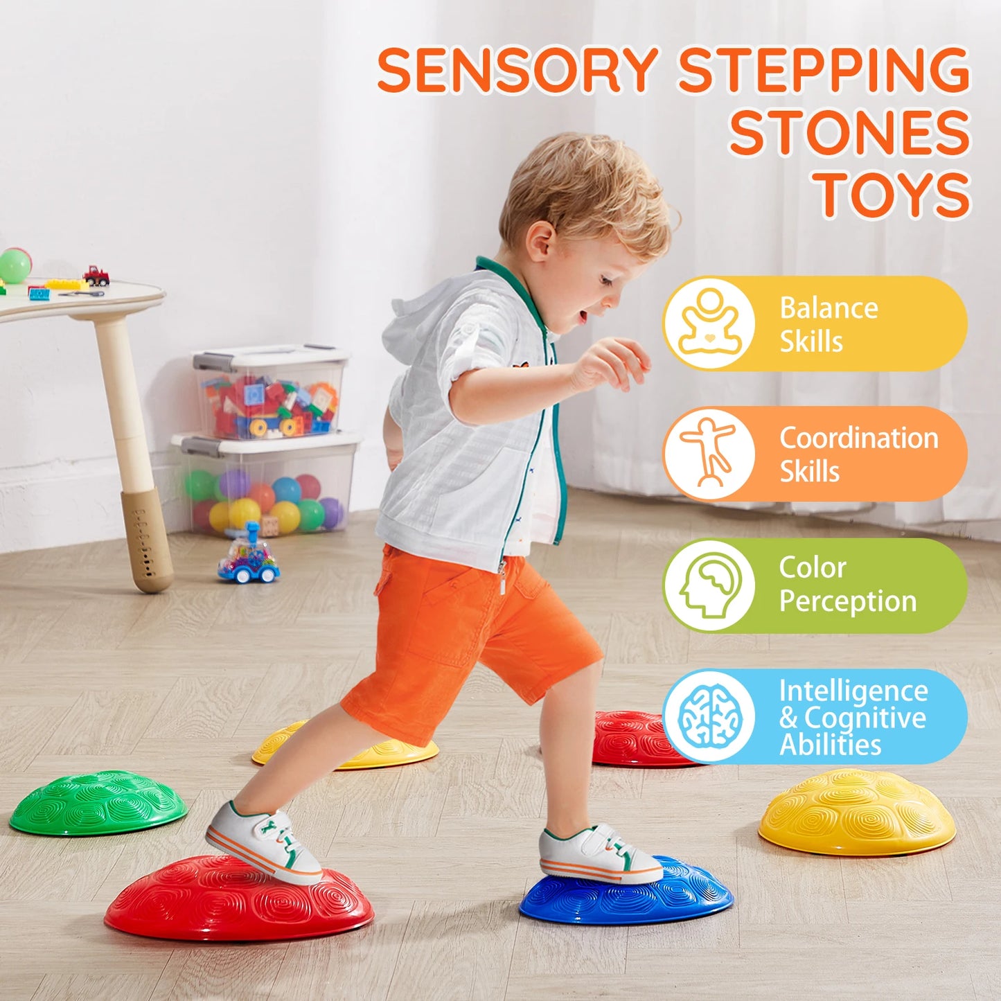 SucceBuy 6 Piece Kids Turtle Balance Stepping Stones