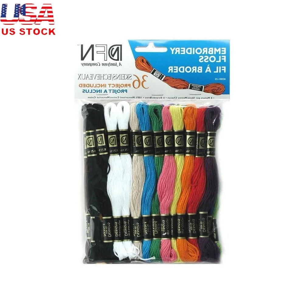 36 Piece Cotton Embroidery Floss Set in Primary Colors