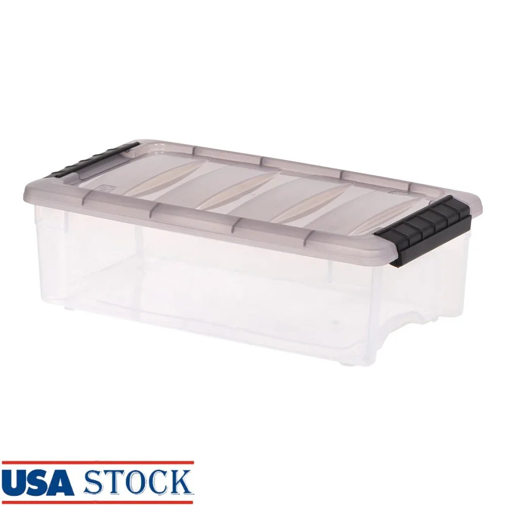 Stackable 5.8 Qt Clear Plastic Storage Bins with Lids
