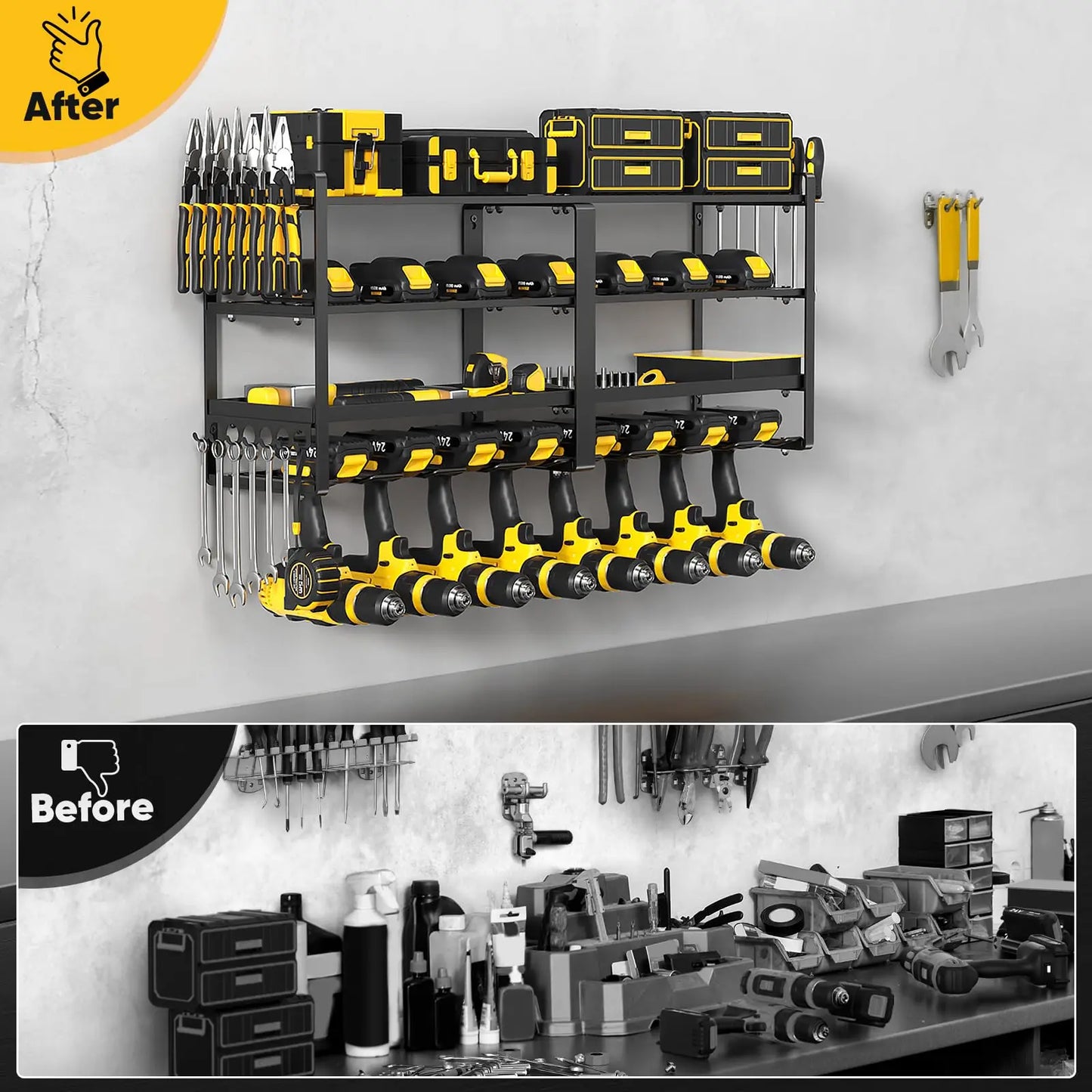 Power Tool Organizer Wall Mount Heavy Duty 4 Layer Rack