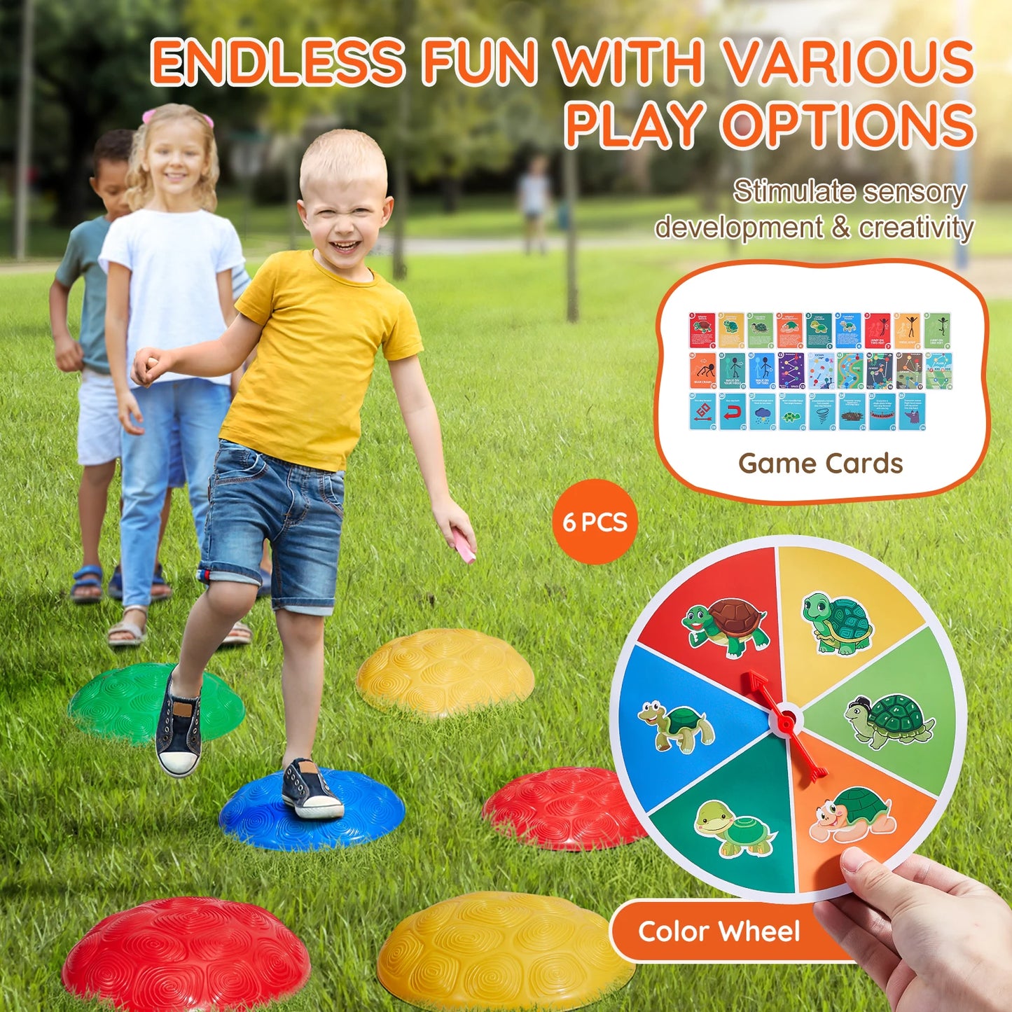 SucceBuy 6 Piece Kids Turtle Balance Stepping Stones
