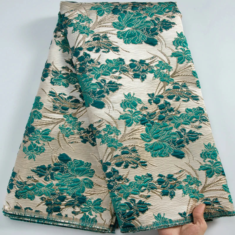 African Brocade Lace Fabrics for Elegant Party Dresses 5 Yards