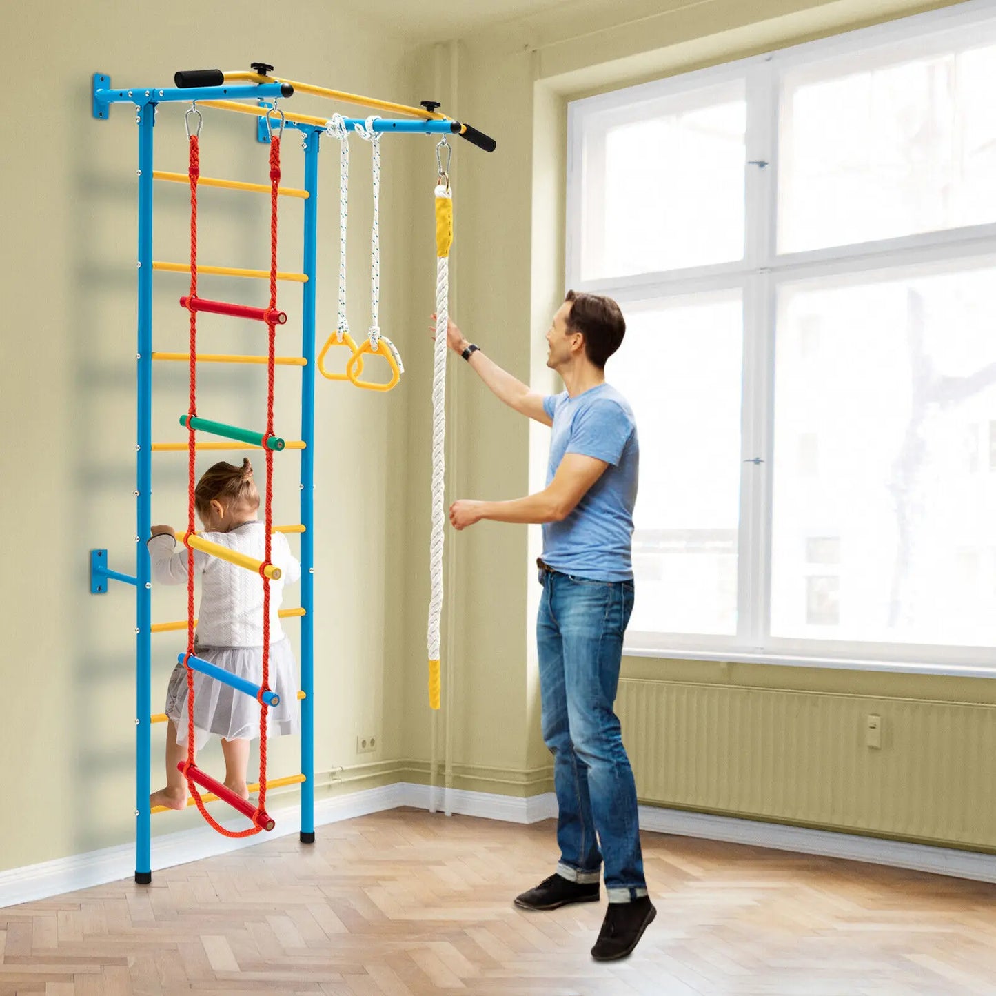 Costway 5 In 1 Kids Indoor Wall Gym Swedish Ladder Set