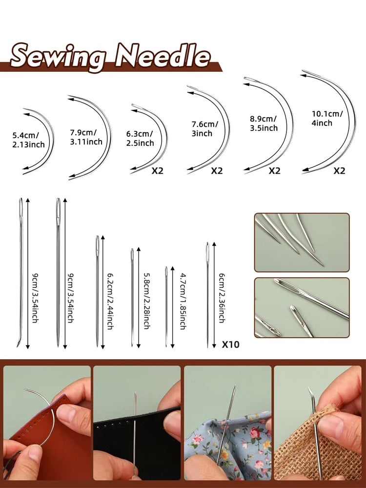 47Pcs Heavy Duty Sewing Kit With Thread Needle Awl Scissors