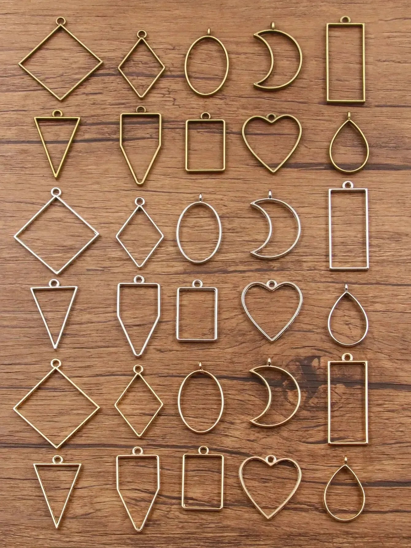 30pcs Metal Geometric Frame Pendants for DIY Jewelry Making