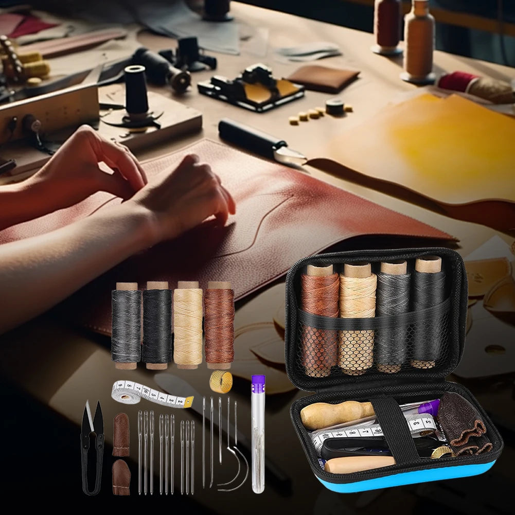 DIY Leather Craft Tools Set with Waxed Thread and Needles