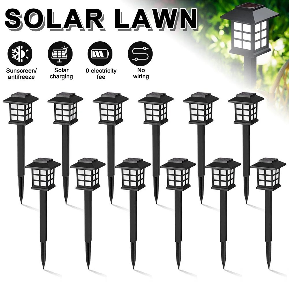 12pcs LED Solar Pathway Lights Outdoor Waterproof Garden Decor