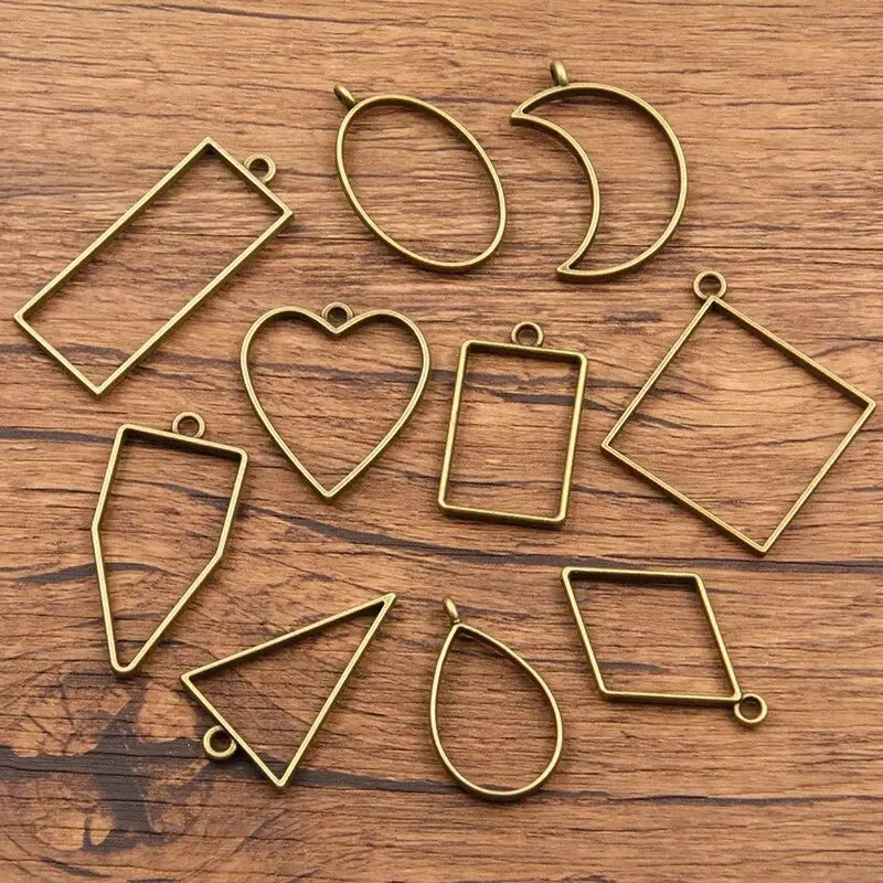 30pcs Metal Geometric Frame Pendants for DIY Jewelry Making