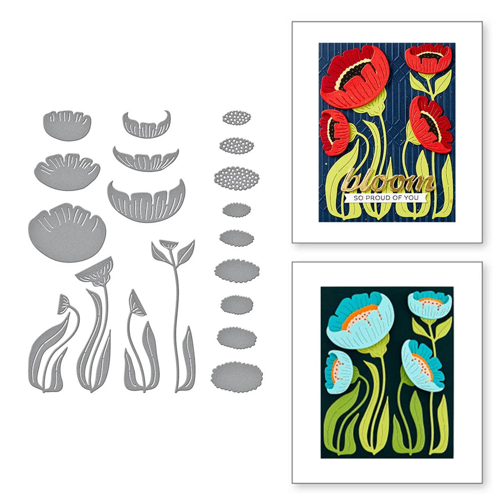 Elegant Flower Bud Sprig Metal Cutting Dies for DIY Crafts