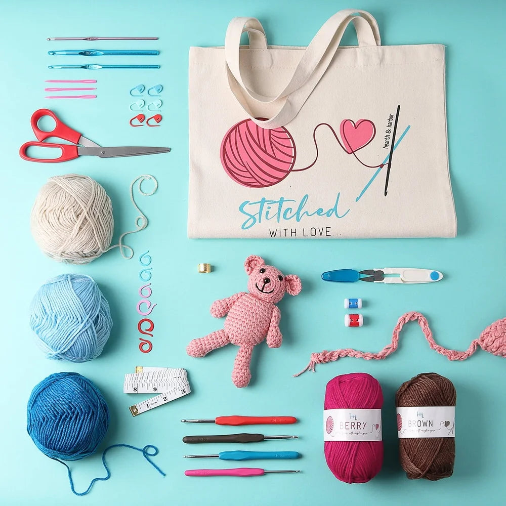 Crochet Craft Kit for Beginners 15 Color Yarn Bundle with Hooks