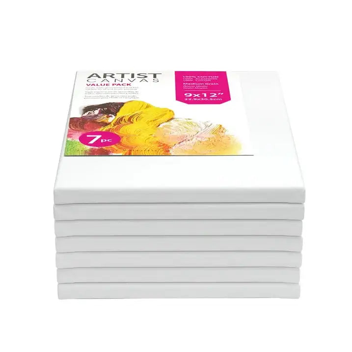 Studio Stretched Canvas 9X12 Inch 7 Pack 100 Percent Cotton