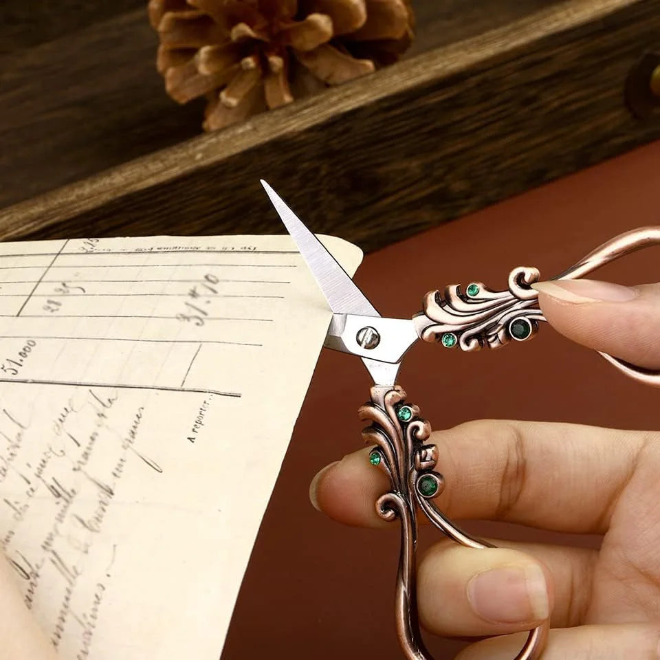 Vintage European Style Scissors Kit With Needle Case And Awl