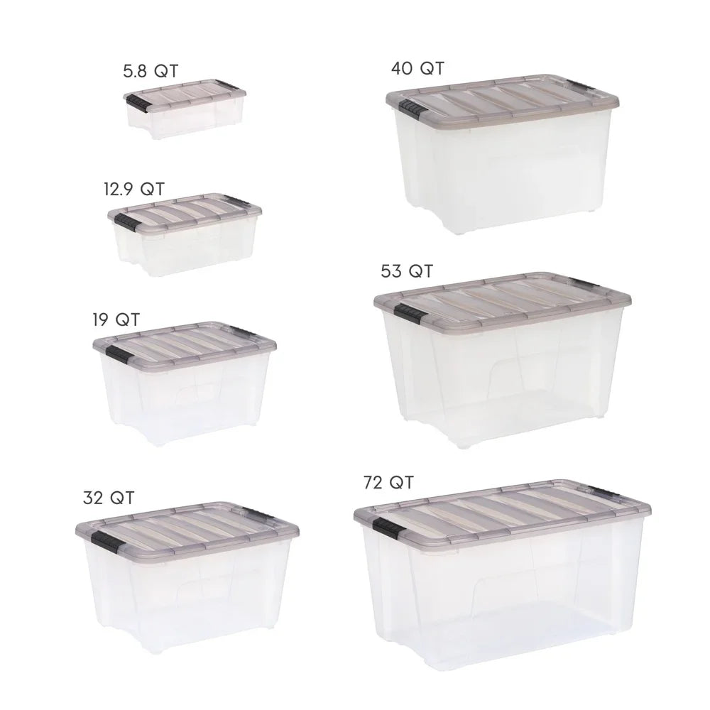 Stackable 5.8 Qt Clear Plastic Storage Bins with Lids