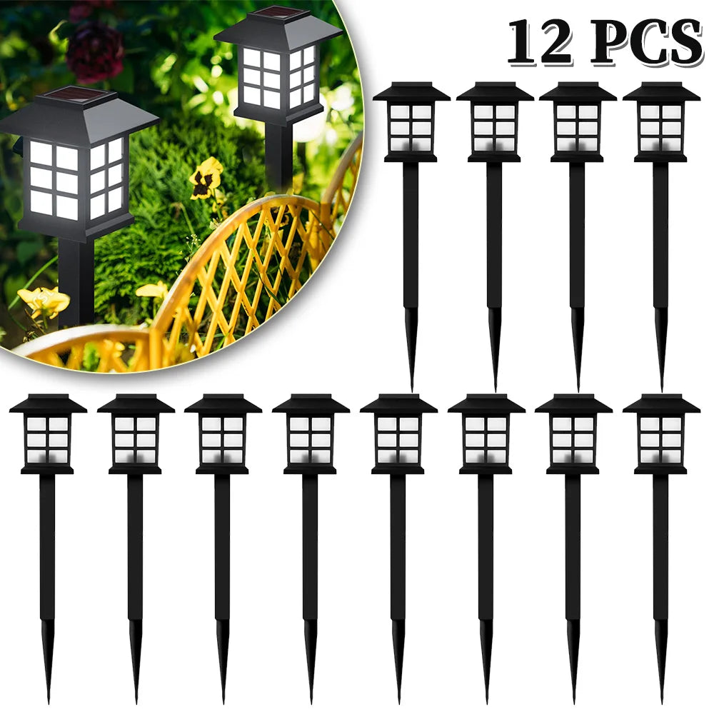 12pcs LED Solar Pathway Lights Outdoor Waterproof Garden Decor